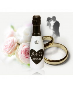Vendita online 50 Mignon personalizzate con Swarovski Spumante Astoria - Auguri di matrimonio con iniziali sposi e scritta sposi