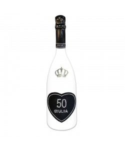 Vendita online Bottiglia personalizzata con Swarovski Spumante - Auguri di compleanno con cuore, età e nome