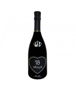 Vendita online Bottiglia personalizzata con Swarovski vino spumante Astoria - Auguri di compleanno con cuore, età e nome
