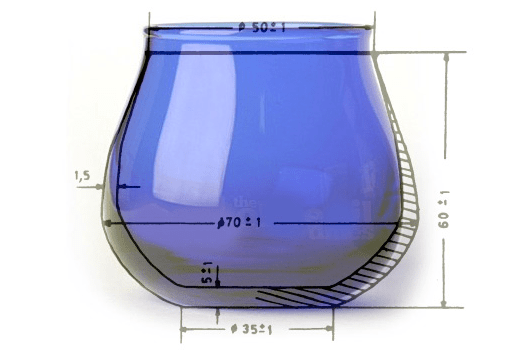 Dimensioni del bicchierino per la degustazione dell'olio