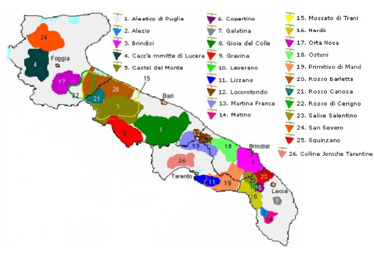 Mappa vini Puglia