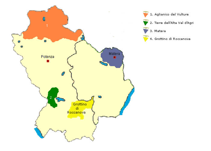 Mappa dei vini della Basilicata