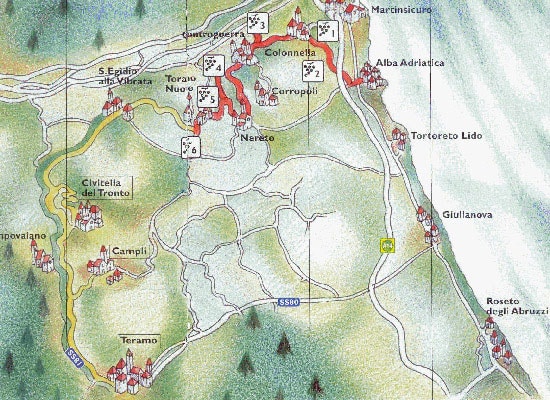 Strade del vino d'Abruzzo: Mappa della strada del vino di Controguerra