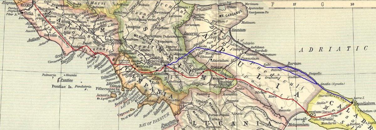 Il percorso della Via Traiana verso Brindisi